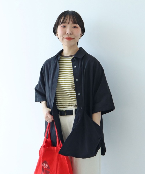 ボーダー配色バインダー 半袖Tシャツ（Tシャツ/カットソー