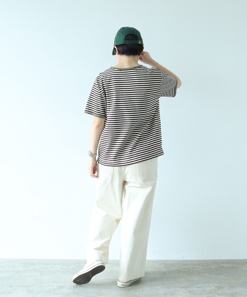 tシャツ ボーダー配色バインダー 半袖Tシャツ レディース メンズ PAR ICI tシャツ ボーダー配色バインダー 半袖Tシャツ