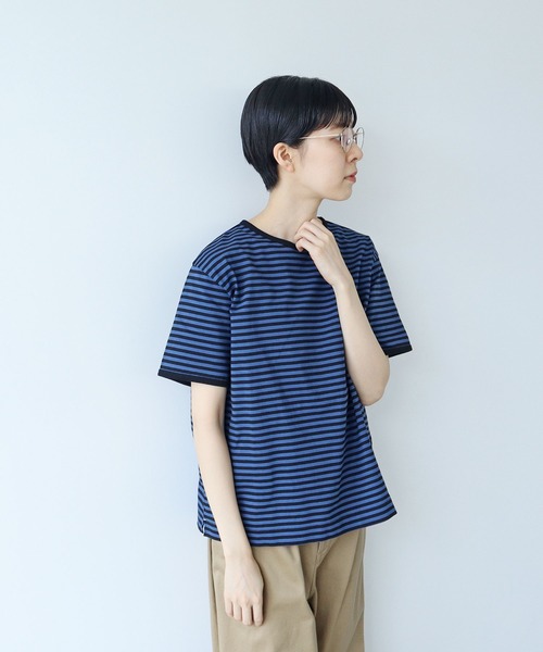 ボーダー配色バインダー 半袖Tシャツ（Tシャツ/カットソー