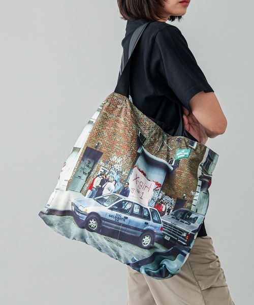 X-girl（エックスガール）の「X-girl BIG TOTE BAG（トートバッグ・レディース・マルチ・ONE SIZE）」の11枚目の写真