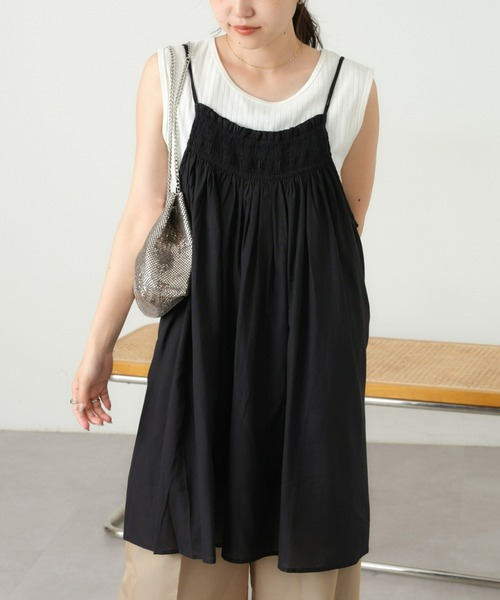 hinari シャーリングデザインキャミチュニック hinari シャーリング