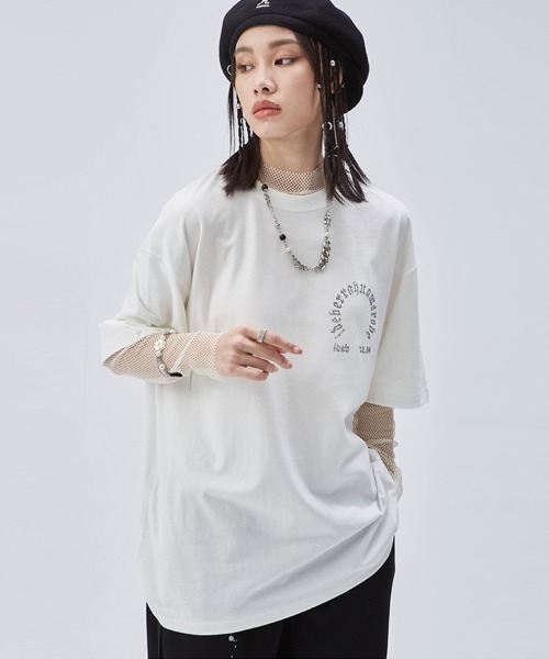 Ressaca(レサーカ)の「オーバーサイズ ラインストーンクロスモチーフロゴTシャツ(Tシャツ/カットソー・メンズ・ホワイト/ブラック/チャコールグレー・XL/L/M)」の1枚目の写真
