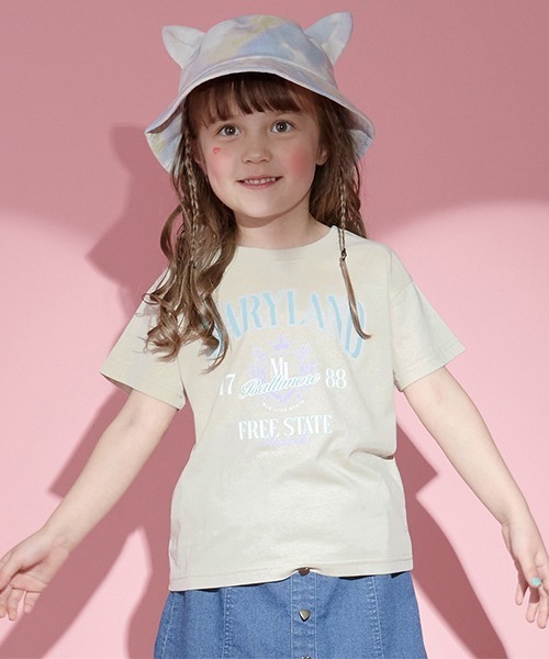 Lycee mine(リセマイン)の「【型崩れしないやわらかコットン】選べる8パターンオリジナルプリントTシャツ(Tシャツ/カットソー・キッズ・オフホワイト/トップグレー/ライトピンク/ライトベージュ/ライトブルー/ブラック/ミント/ラベンダー・100cm/110cm/120cm/140cm/150cm/130cm)」の5枚目の写真