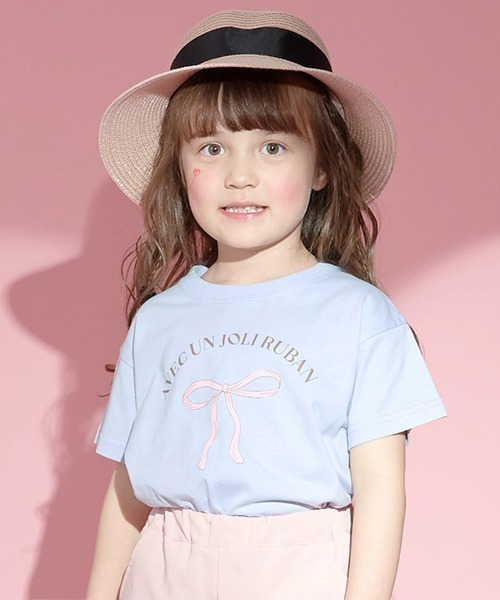 Lycee mine(リセマイン)の「【型崩れしないやわらかコットン】選べる8パターンオリジナルプリントTシャツ(Tシャツ/カットソー・キッズ・オフホワイト/トップグレー/ライトピンク/ライトベージュ/ライトブルー/ブラック/ミント/ラベンダー・100cm/110cm/120cm/140cm/150cm/130cm)」の1枚目の写真