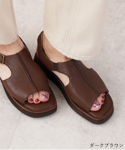 Piedi Nudi(ピエディヌーディ)の「hocco/ホッコ 甲深 レザーオープントゥサンダル(サンダル・レディース・ダークブラウン/ブラック/アイボリー・24.5cm/24.0cm/23.5cm/23.0cm/22.5cm)」の4枚目の写真