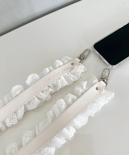 Me%（ミィパーセント）の「【ストラップシート付き】コットンレースモバイルショルダーストラップ 121082（スマホグッズ・レディース・ブラック/ホワイト・FREE）」の8枚目の写真