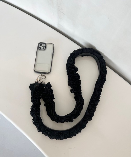 Me%（ミィパーセント）の「【ストラップシート付き】コットンレースモバイルショルダーストラップ 121082（スマホグッズ・レディース・ブラック/ホワイト・FREE）」の9枚目の写真