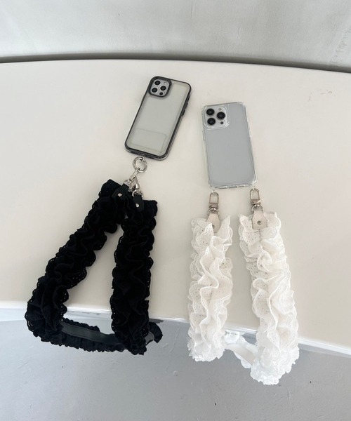 Me%（ミィパーセント）の「【ストラップシート付き】コットンレースモバイルショルダーストラップ 121082（スマホグッズ・レディース・ブラック/ホワイト・FREE）」の10枚目の写真