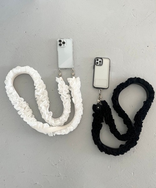 Me%（ミィパーセント）の「【ストラップシート付き】コットンレースモバイルショルダーストラップ 121082（スマホグッズ・レディース・ブラック/ホワイト・FREE）」の12枚目の写真