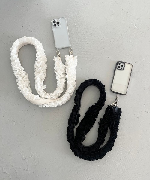 Me%（ミィパーセント）の「【ストラップシート付き】コットンレースモバイルショルダーストラップ 121082（スマホグッズ・レディース・ブラック/ホワイト・FREE）」の13枚目の写真