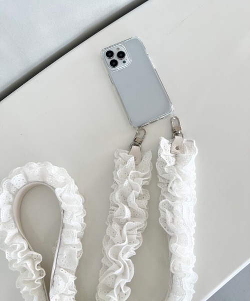 Me%（ミィパーセント）の「【ストラップシート付き】コットンレースモバイルショルダーストラップ 121082（スマホグッズ・レディース・ブラック/ホワイト・FREE）」の7枚目の写真