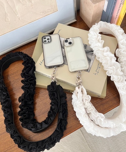 Me%（ミィパーセント）の「【ストラップシート付き】コットンレースモバイルショルダーストラップ 121082（スマホグッズ・レディース・ブラック/ホワイト・FREE）」の18枚目の写真