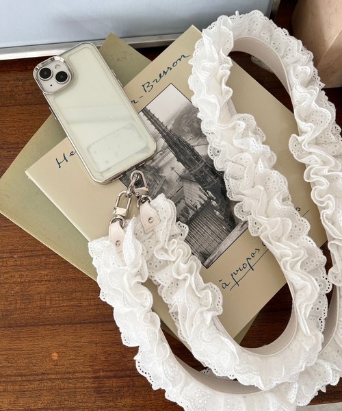 Me%（ミィパーセント）の「【ストラップシート付き】コットンレースモバイルショルダーストラップ 121082（スマホグッズ・レディース・ブラック/ホワイト・FREE）」の19枚目の写真