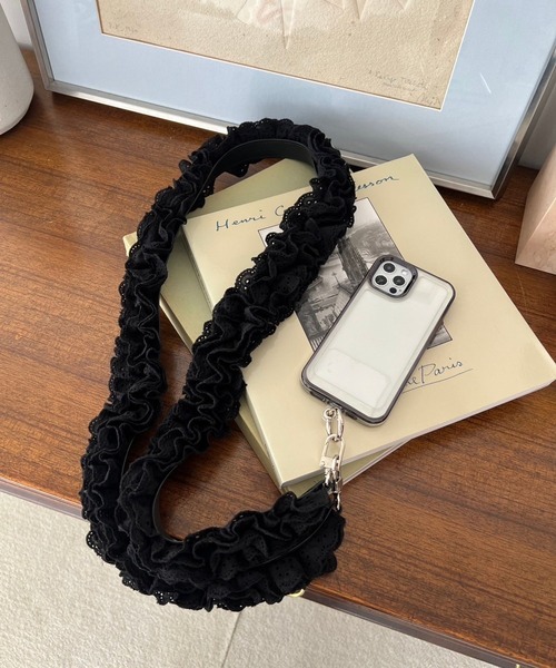Me%（ミィパーセント）の「【ストラップシート付き】コットンレースモバイルショルダーストラップ 121082（スマホグッズ・レディース・ブラック/ホワイト・FREE）」の21枚目の写真