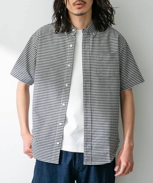 URBAN RESEARCH Sonny Label（アーバンリサーチサニーレーベル）の「『XLサイズ/WEB限定/抗菌/イージーケア』オックスボタンダウン半袖シャツ（シャツ/ブラウス・メンズ・ライトブルー/ネイビー/ストライプ/ホワイト/ブラック系その他/ホワイト系その他/グレー系その他・MEDIUM/LARGE/X-LARGE）」の15枚目の写真