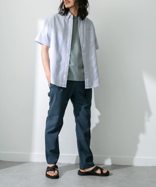 URBAN RESEARCH Sonny Label（アーバンリサーチサニーレーベル）の「『XLサイズ/WEB限定/抗菌/イージーケア』オックスボタンダウン半袖シャツ（シャツ/ブラウス・メンズ・ライトブルー/ネイビー/ストライプ/ホワイト/ブラック系その他/ホワイト系その他/グレー系その他・MEDIUM/LARGE/X-LARGE）」の20枚目の写真