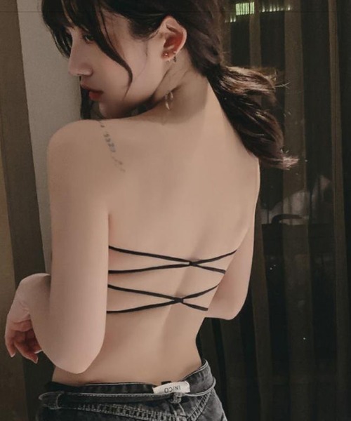 lit.Cy(リットシー)の「カップ付きチューブトップ ベアトップ ブラジャー(チューブトップ・レディース・ブラック/オフホワイト/ピンク・FREE)」の2枚目の写真
