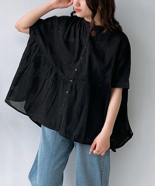 AS KNOW AS plus（アズノゥアズプラス）の「◎ドットジャガードビッグシャツ（シャツ/ブラウス・レディース・ブラック/ブルー/オフホワイト・FREE）」の12枚目の写真