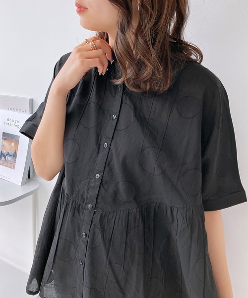 AS KNOW AS plus（アズノゥアズプラス）の「◎ドットジャガードビッグシャツ（シャツ/ブラウス・レディース・ブラック/ブルー/オフホワイト・FREE）」の11枚目の写真