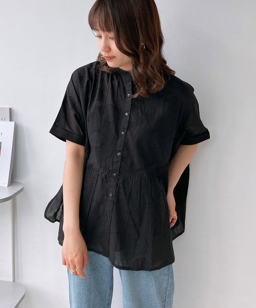 AS KNOW AS plus（アズノゥアズプラス）の「◎ドットジャガードビッグシャツ（シャツ/ブラウス・レディース・ブラック/ブルー/オフホワイト・FREE）」の16枚目の写真