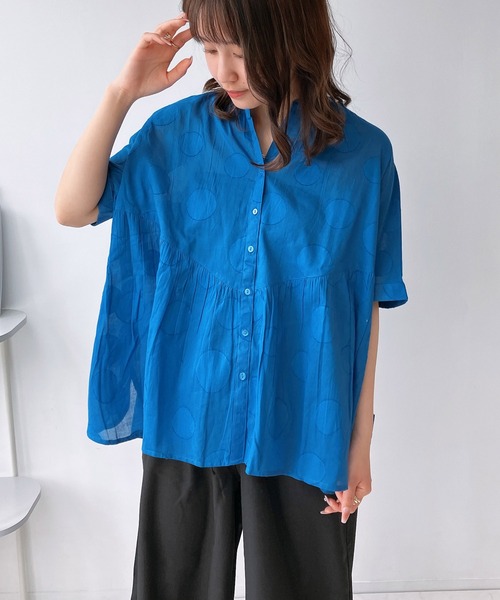 AS KNOW AS plus（アズノゥアズプラス）の「◎ドットジャガードビッグシャツ（シャツ/ブラウス・レディース・ブラック/ブルー/オフホワイト・FREE）」の20枚目の写真