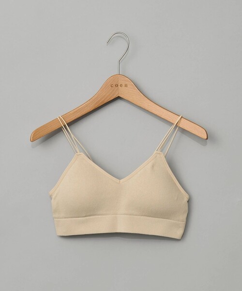 coen（コーエン）の「ダブルストラップカップ付きニットブラトップ（キャミソール・レディース・ブラック/ベージュ・FREE）」の3枚目の写真