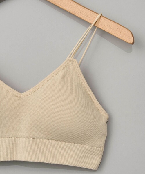 coen（コーエン）の「ダブルストラップカップ付きニットブラトップ（キャミソール・レディース・ブラック/ベージュ・FREE）」の5枚目の写真