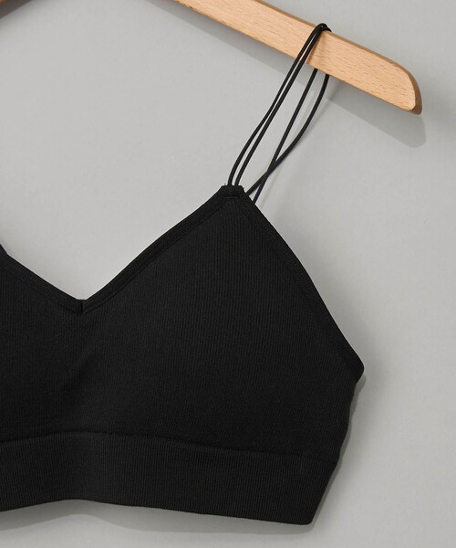 coen（コーエン）の「ダブルストラップカップ付きニットブラトップ（キャミソール・レディース・ブラック/ベージュ・FREE）」の9枚目の写真