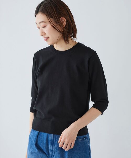 le.coeur blanc(ルクールブラン)の「アイレットクルーネックプルオーバー(ニット/セーター・レディース・オフホワイト/ブラック/ホワイト系その他/ピンク・38)」の3枚目の写真