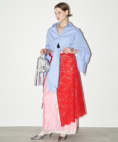 yae（ヤエ）の「Flower jacqard skirt/フラワージャガードスカート（スカート・レディース・ベビーピンク/ダークグリーン/ブラック・36/38）」の21枚目の写真