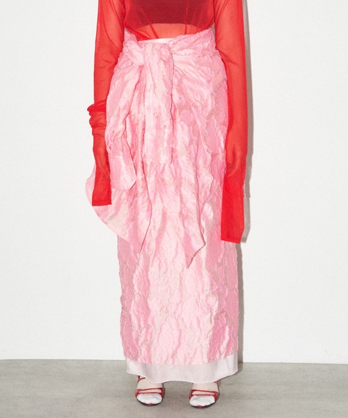 yae（ヤエ）の「Flower jacqard skirt/フラワージャガードスカート（スカート・レディース・ベビーピンク/ダークグリーン/ブラック・36/38）」の9枚目の写真