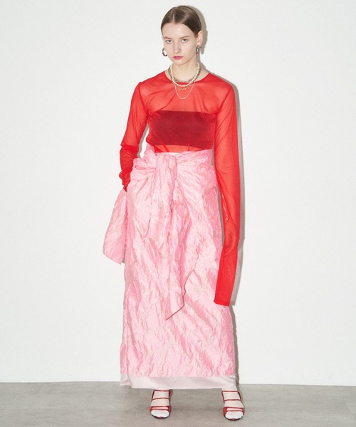 yae（ヤエ）の「Flower jacqard skirt/フラワージャガードスカート（スカート・レディース・ベビーピンク/ダークグリーン/ブラック・36/38）」の10枚目の写真