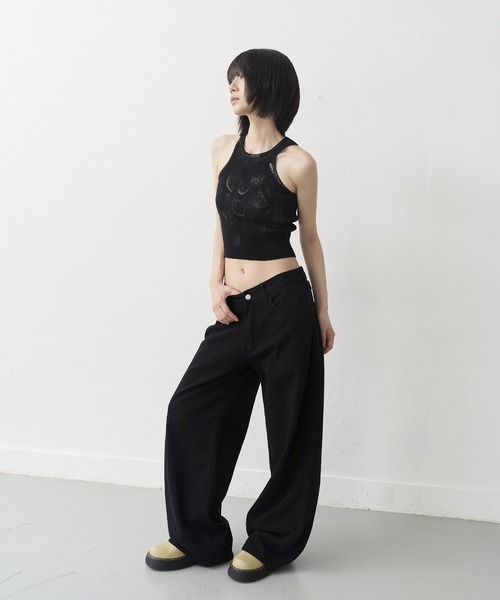 UNE MANSION(ユヌマンション)の「【男女兼用/UNISEX】【ボタンで自由にSIZE調節可能】バックボタンポイントワイドデニムパンツ(デニムパンツ・レディース・アイボリー/ブルー/ブラック/カーキ/チャコール/ベージュ/ライトブルー・LARGE/MEDIUM/SMALL)」の15枚目の写真