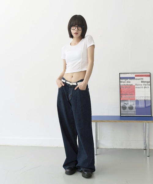 UNE MANSION(ユヌマンション)の「【男女兼用/UNISEX】【ボタンで自由にSIZE調節可能】バックボタンポイントワイドデニムパンツ(デニムパンツ・レディース・アイボリー/ブルー/ブラック/カーキ/チャコール/ベージュ/ライトブルー・LARGE/MEDIUM/SMALL)」の20枚目の写真