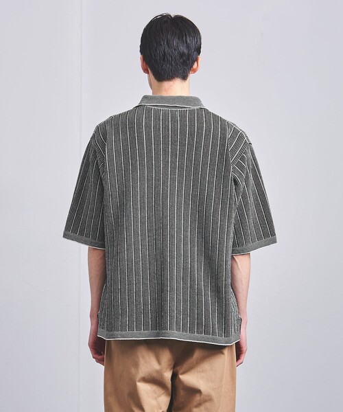 Coohem（コーヘン）の「＜COOHEM＞ COTTON STRIPE KNIT SHIRT/コットン ストライプ ニット シャツ（シャツ/ブラウス・メンズ・ブラック・XL/L/M）」の6枚目の写真