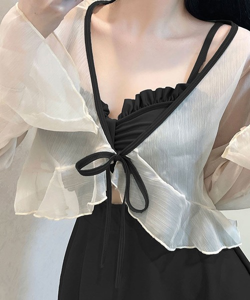 【2点セット】シアーボレロ付きワンピーススイムウエア