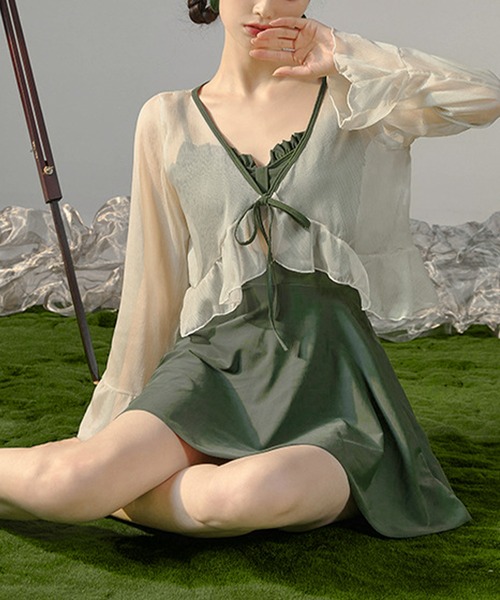 【2点セット】シアーボレロ付きワンピーススイムウエア