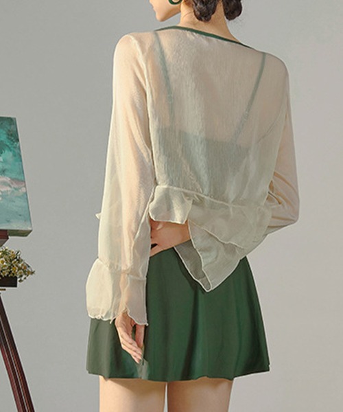 【2点セット】シアーボレロ付きワンピーススイムウエア