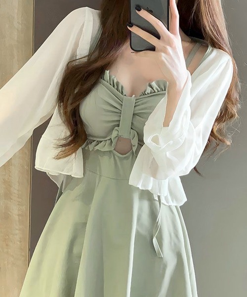 【2点セット】シアーボレロ付きワンピーススイムウエア