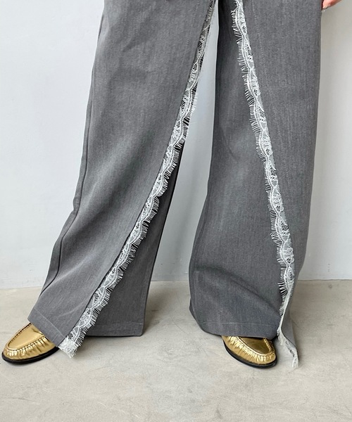 SANSeLF（サンセルフ）の「レースラップスラックスパンツ【SANSeLF】sanw24s023（スラックス・レディース・グレー・S/M）」の4枚目の写真