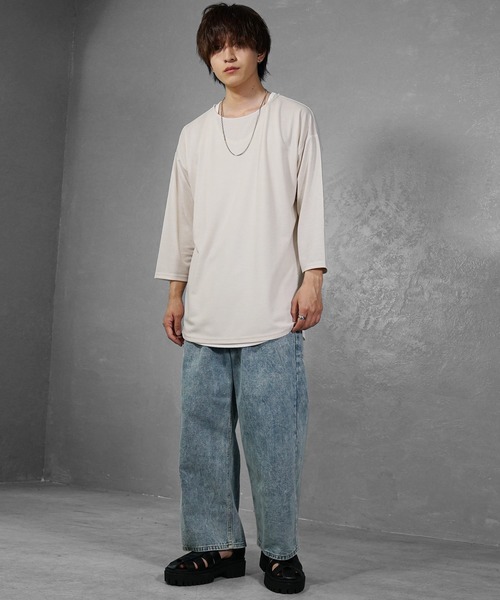 セール】【MinoriTY】さらふわ裾ラウンド8分袖Tシャツ カットソー セール】【MinoriTY】さらふわ裾ラウンド8分袖Tシャツ カットソー
