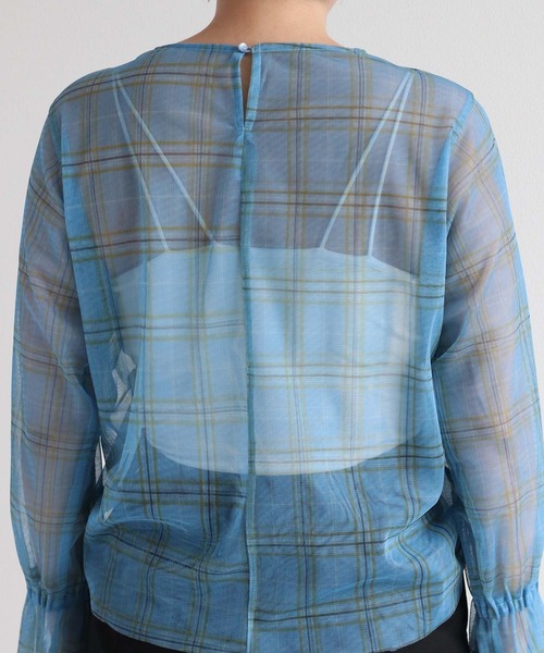 cepo（セポ）の「シャーリンングリボンチュールトップス（Tシャツ/カットソー・レディース・ブルー/ベージュ・M）」の12枚目の写真