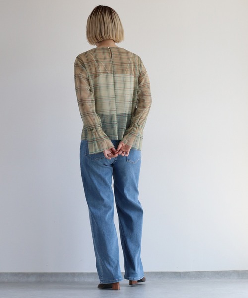 cepo（セポ）の「シャーリンングリボンチュールトップス（Tシャツ/カットソー・レディース・ブルー/ベージュ・M）」の21枚目の写真