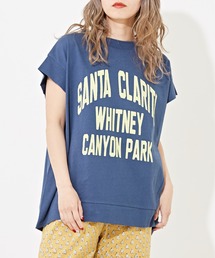 CUBE SUGAR（キューブシュガー）の「強撚天竺ロゴプリントボートネックTシャツ（Tシャツ/カットソー）」