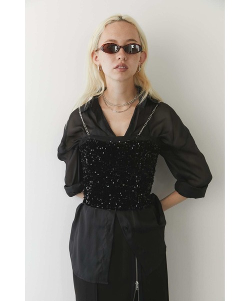 Solace（ソレイス）の「スパンコールビスチェ（キャミソール・レディース・ブラック/シルバー・FREE）」の6枚目の写真