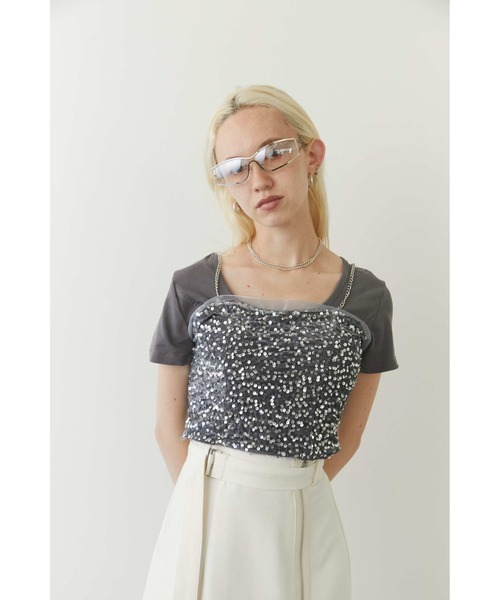 Solace（ソレイス）の「スパンコールビスチェ（キャミソール・レディース・ブラック/シルバー・FREE）」の10枚目の写真