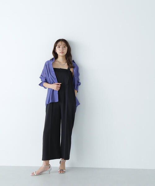 NATURAL BEAUTY BASIC（ナチュラルビューティーベーシック）の「◇ベアサロペット（サロペット/オーバーオール・レディース・ベージュ/ブラック・MEDIUM）」の3枚目の写真