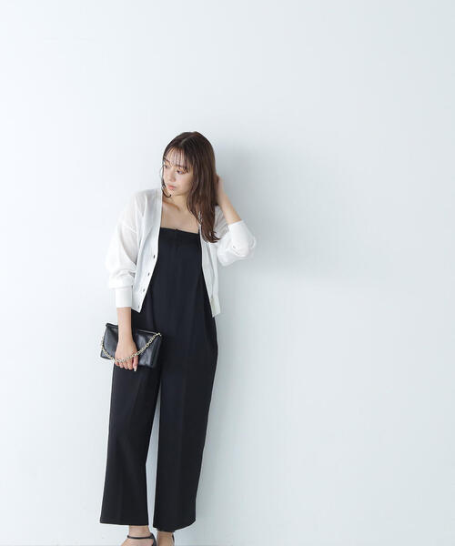 NATURAL BEAUTY BASIC（ナチュラルビューティーベーシック）の「◇ベアサロペット（サロペット/オーバーオール・レディース・ベージュ/ブラック・MEDIUM）」の6枚目の写真