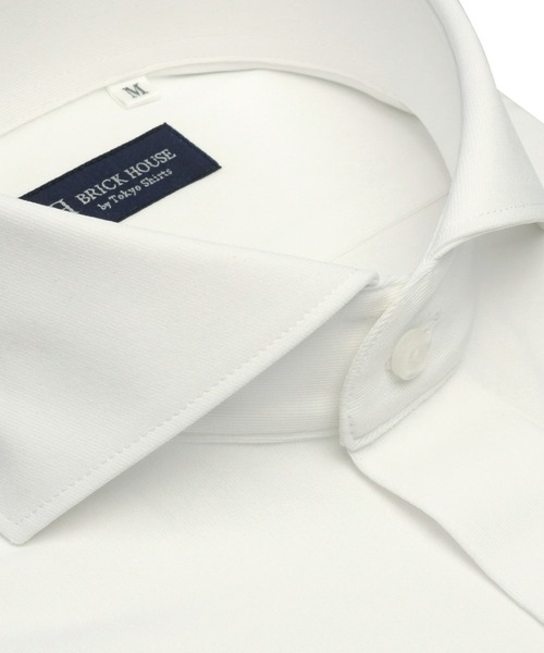 TOKYO SHIRTS(トウキョウシャツ)の「形態安定ノーアイロン ホリゾンタルワイド 半袖ニットビジネスワイシャツ(ビジネスシャツ・メンズ・ホワイト・首回り39cm/首回り41cm/首回り42cm/首回り43cm/首回り37cm)」の2枚目の写真