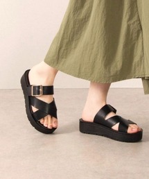 【24SS新作】【REZOY】ベルテッドゴールドバックル厚底フラットサンダル